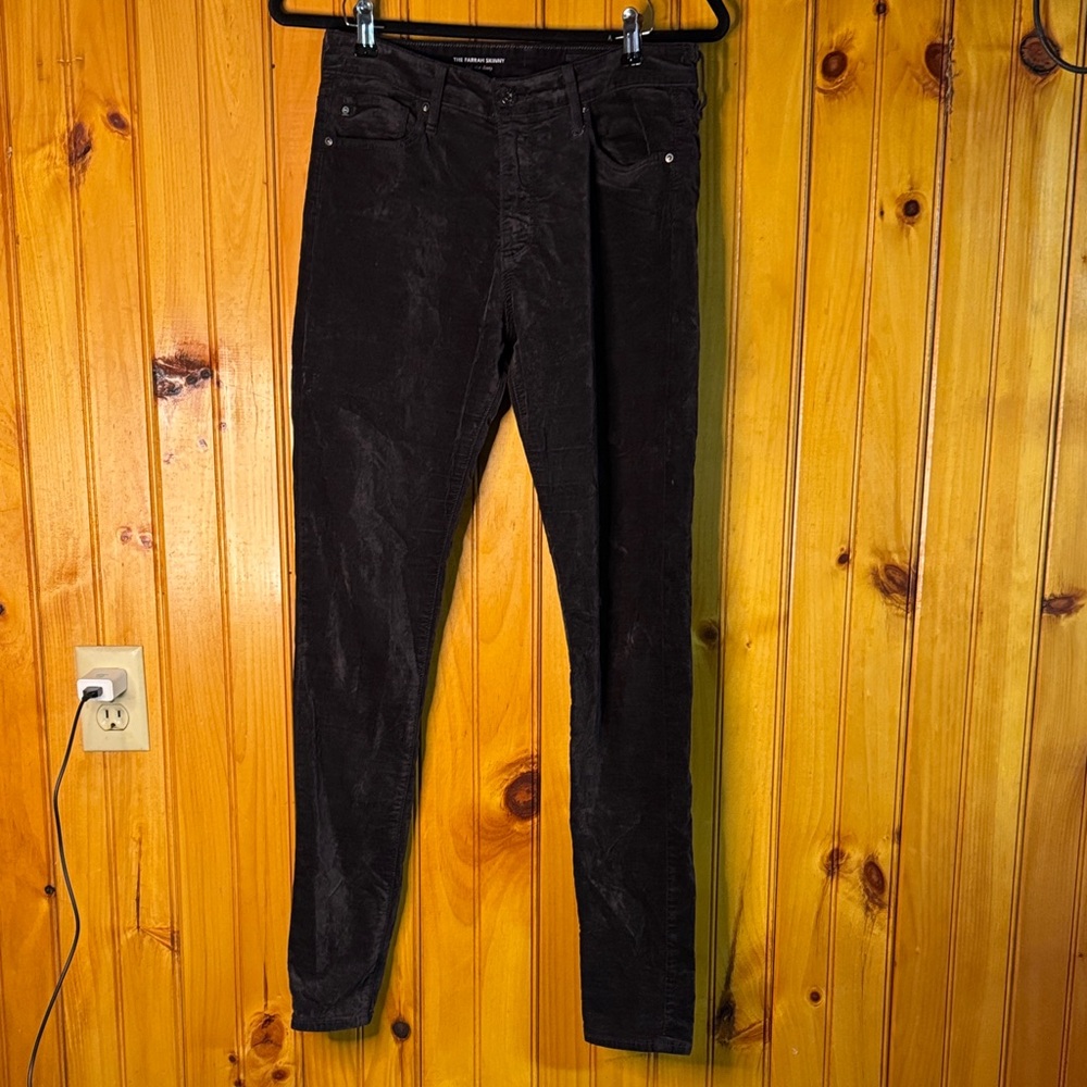 AG Adriano Goldschmied Women's Black Velour Skinny Jeans